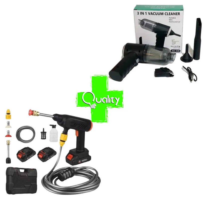 COMBO : Hidrolavadora + (Aspiradora Portátil + Doble Batería + Maletín)